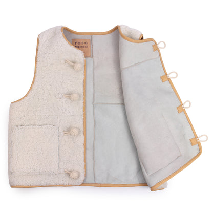 KNOT BUTTON VEST + Cotton Balls / Shearling + Natural