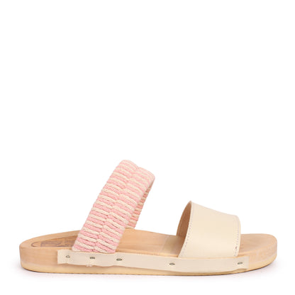 BOBO 2 + Leather Cotton Clog Flats + Pink White