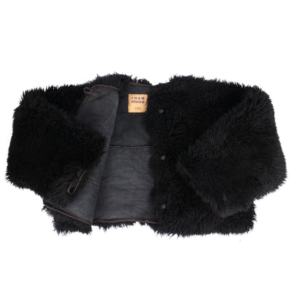 Jacket METEOR CROP L + Long Shearling Crop Jacket + Black