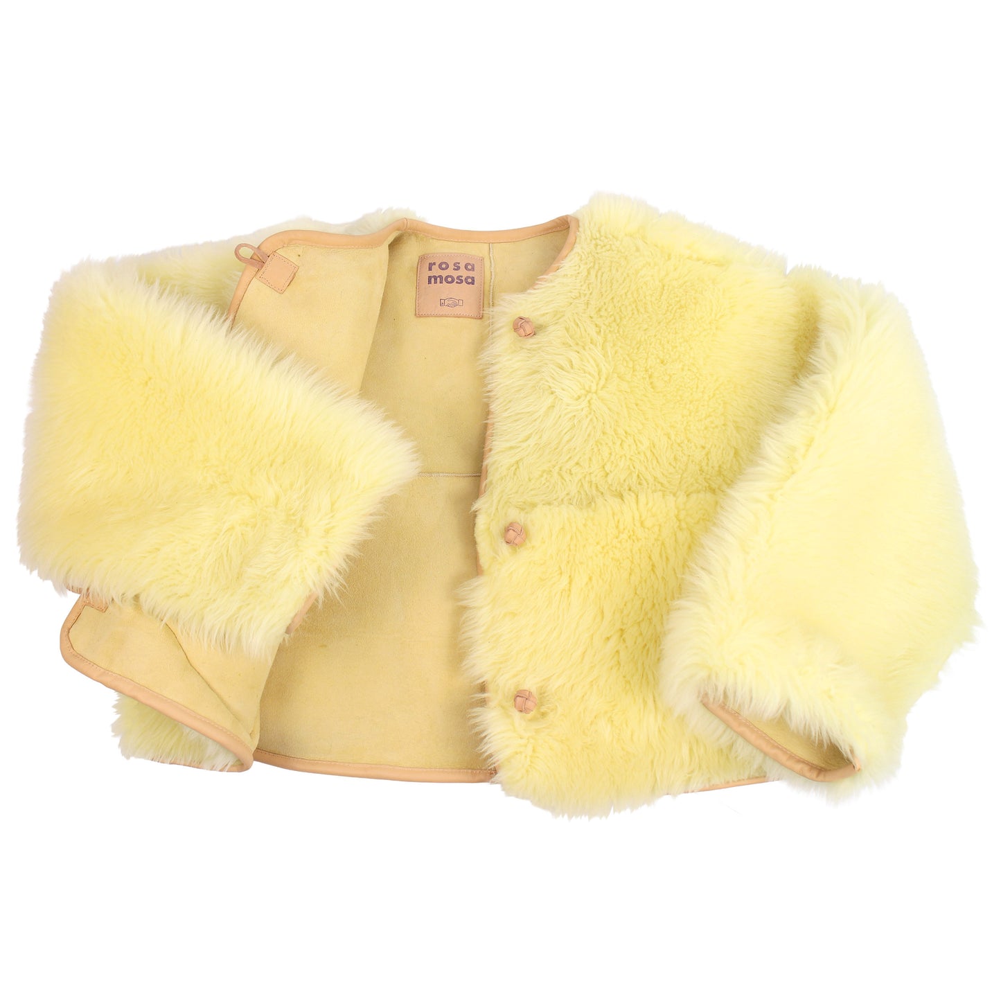 Jacket METEOR CROP L + Long Shearling Crop Jacket + Lemon