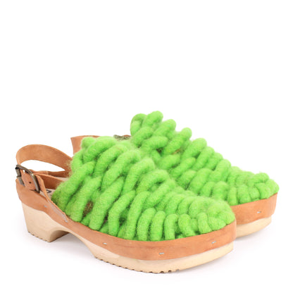 NET PANTO WOOL STRAP + Woven Wool Strap Clogs + Lime Green