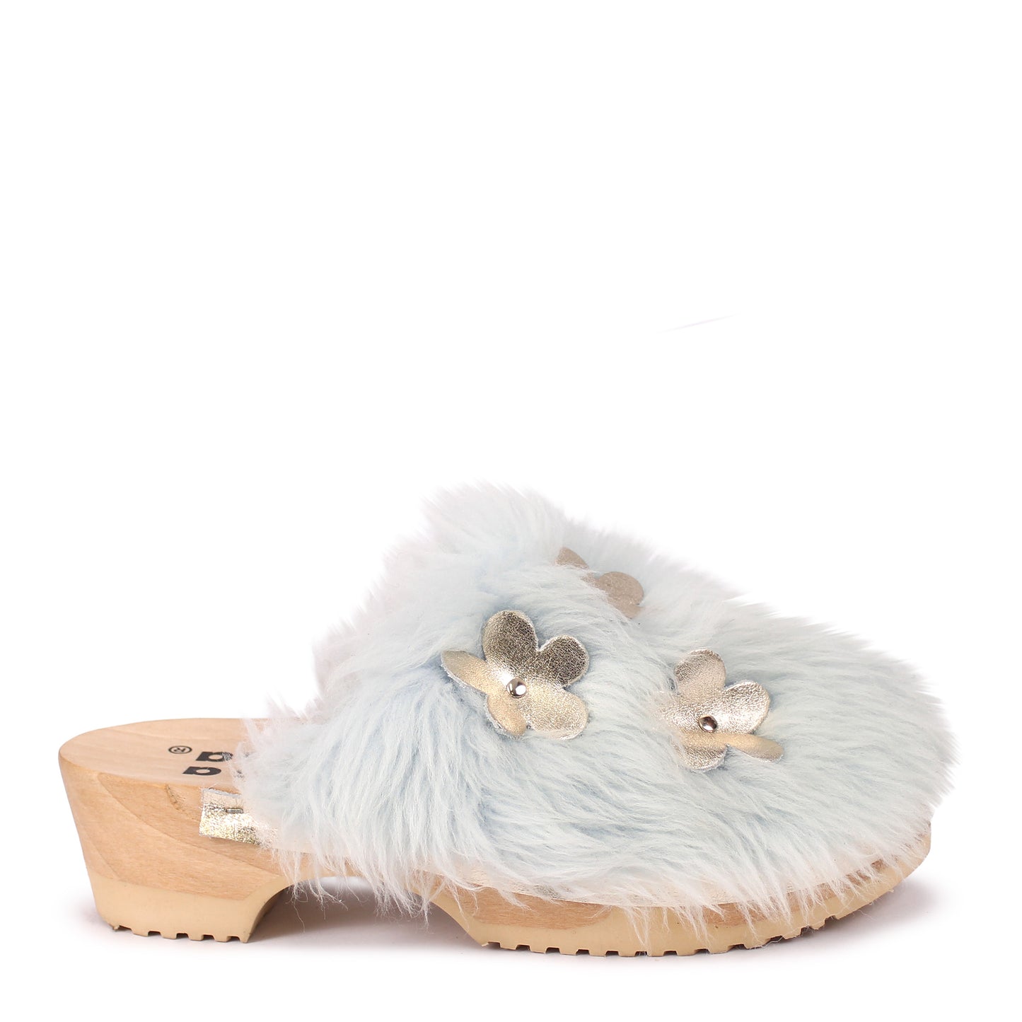 PANTO CURLY FIORE + Shearling Clog Shoes + Sky Blue