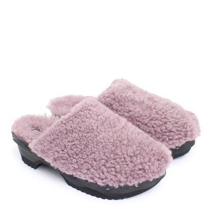 PANTO FULLY + Shearling Dark Clog Shoes + Lilac