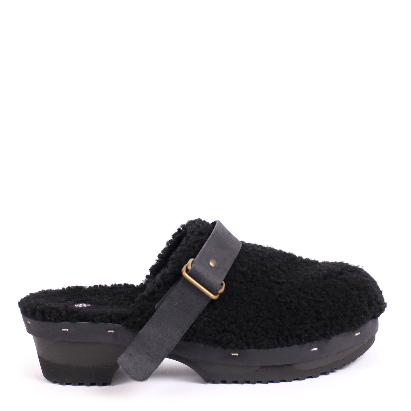 PANTO FULLY STRAP + Shearling Clog Shoes + Curly Black