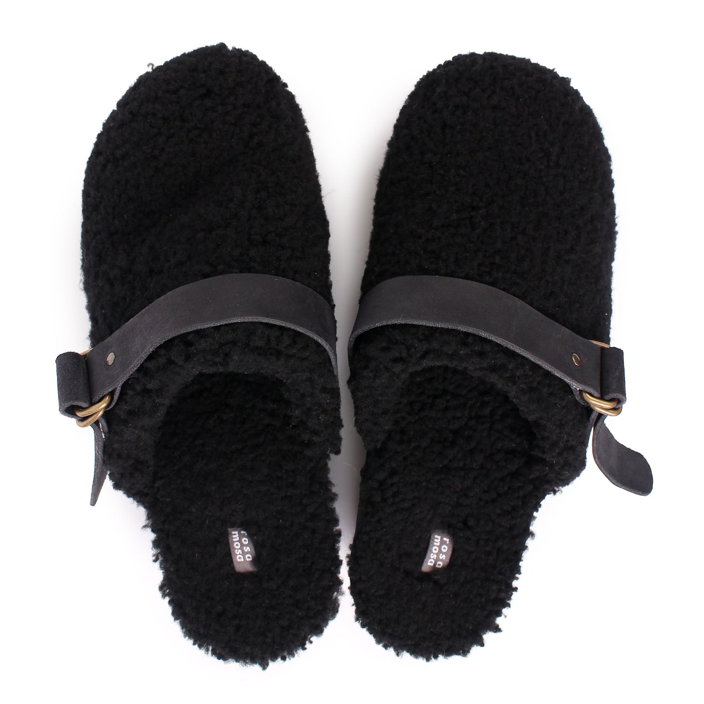 PANTO FULLY STRAP + Shearling Clog Shoes + Curly Black