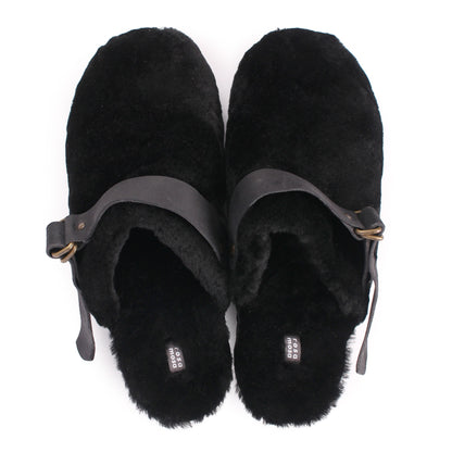 PANTO FULLY STRAP + Shearling Clog Shoes + Soft Black