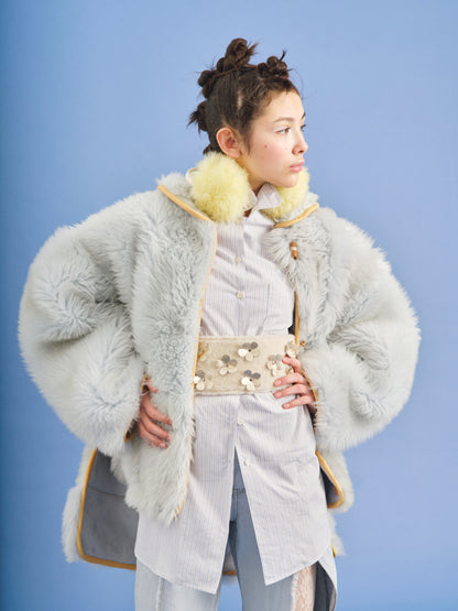 Jacket MOON L + Reversible Long Shearling Jacket + Sky blue