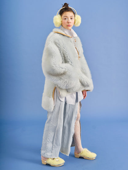 Jacket MOON L + Reversible Long Shearling Jacket + Sky blue