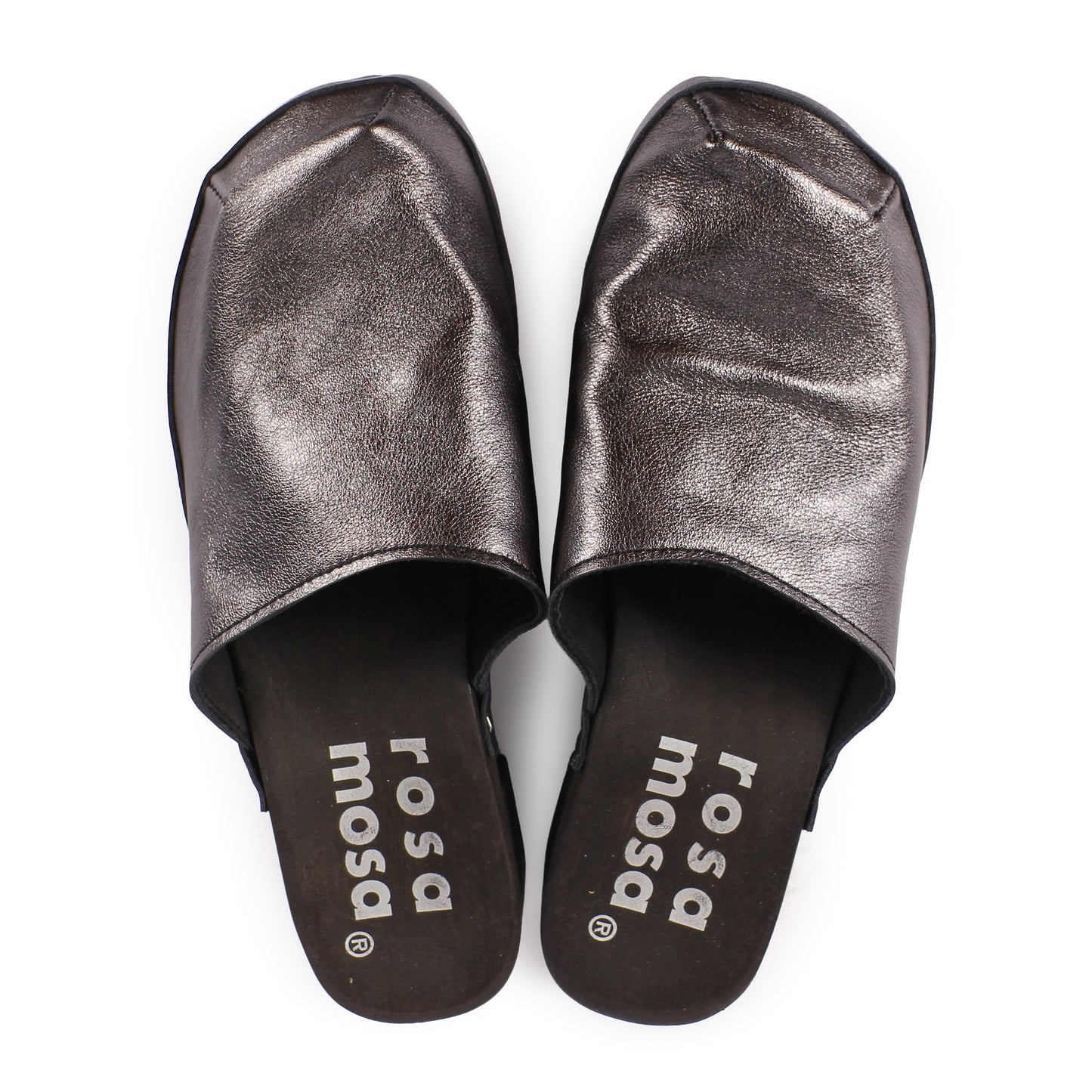 ROCCO GEO METALLIC + Metallic Leather Clogs + All Black