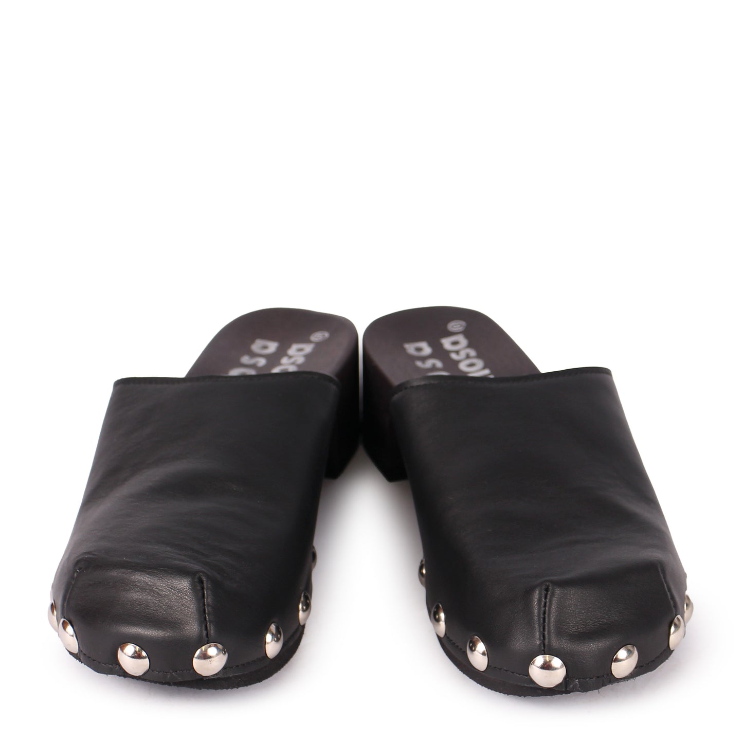 ROCCO GEO STUD + Leather Dark Clog Shoes + All Black