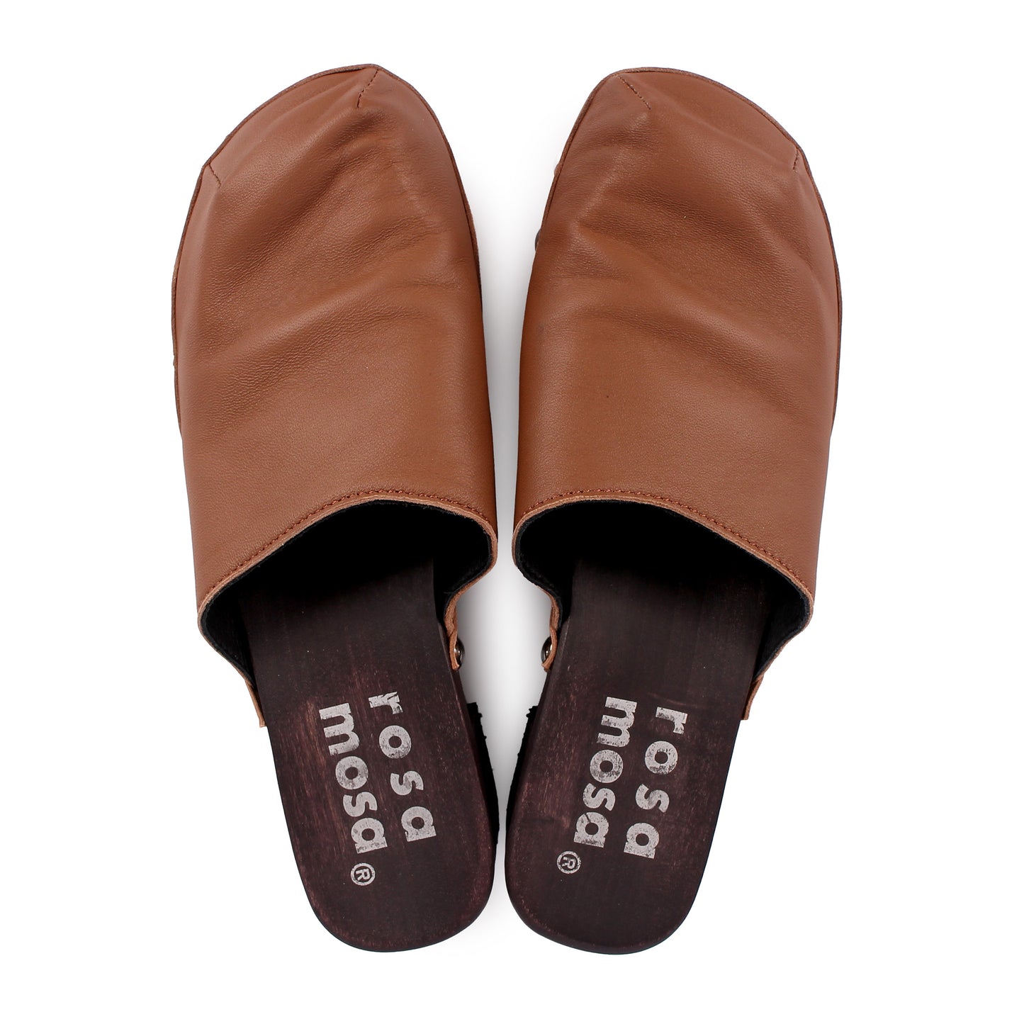 ROCCO GEO STUD + Leather Dark Clog Shoes + Tabacco