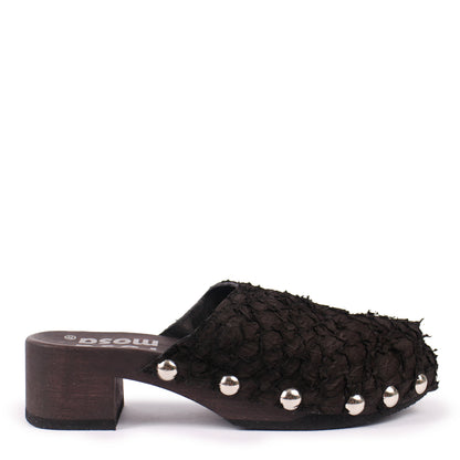 ROCCO GEO STUD + Leather Dark Clog Shoes + Pesce Black