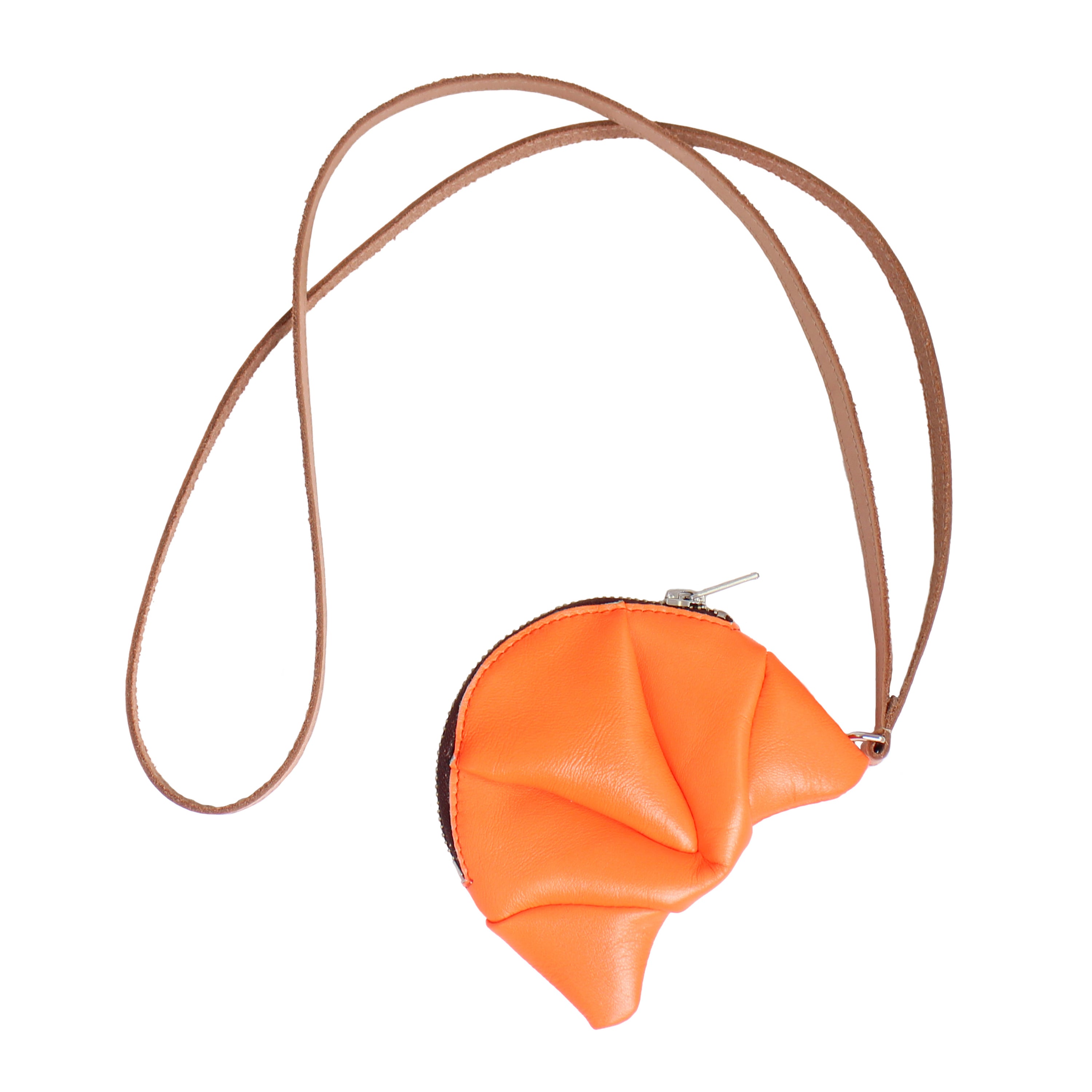 rosa mosa neon orange leather coincase wallet croissant bread