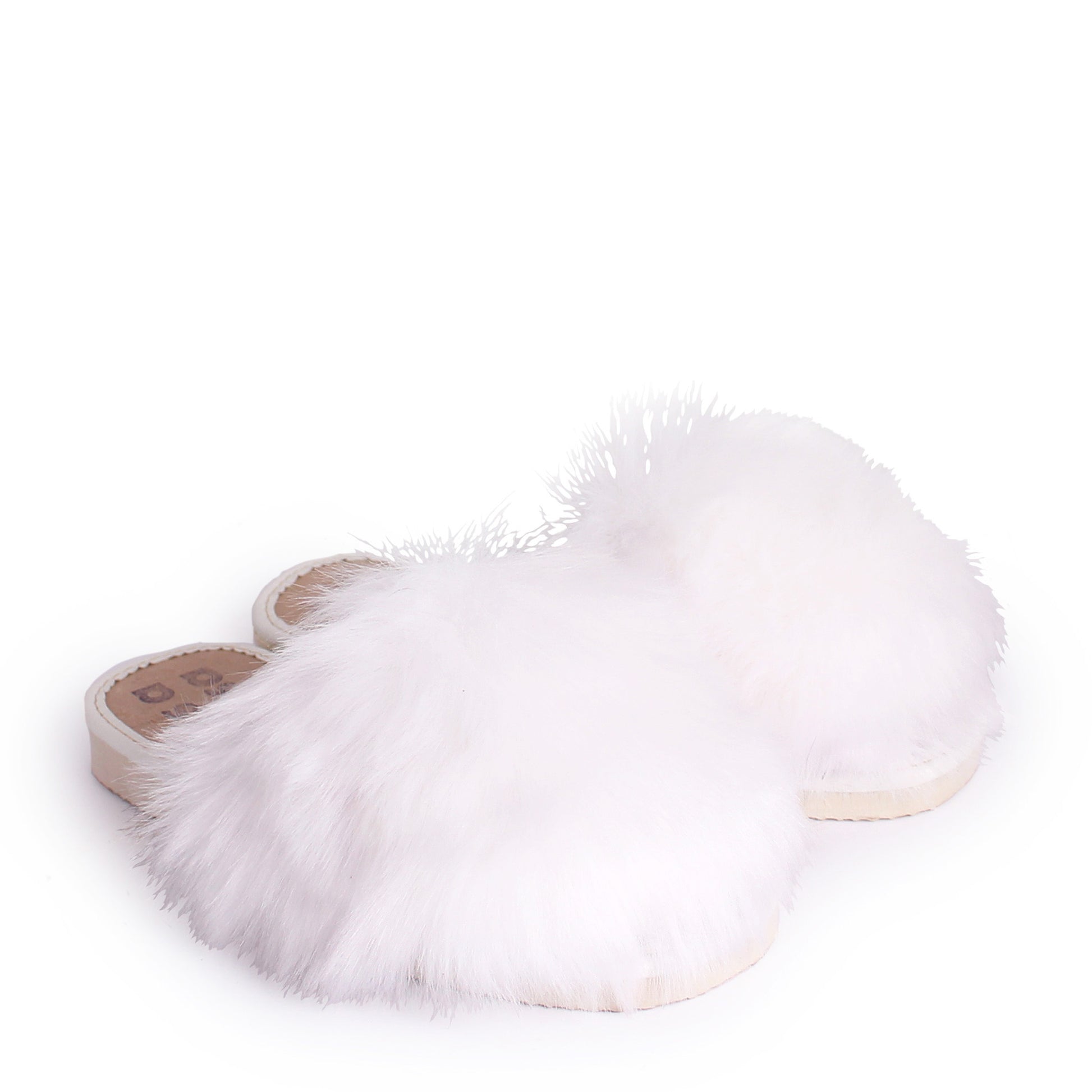 rosa mosa faux fur slippers white