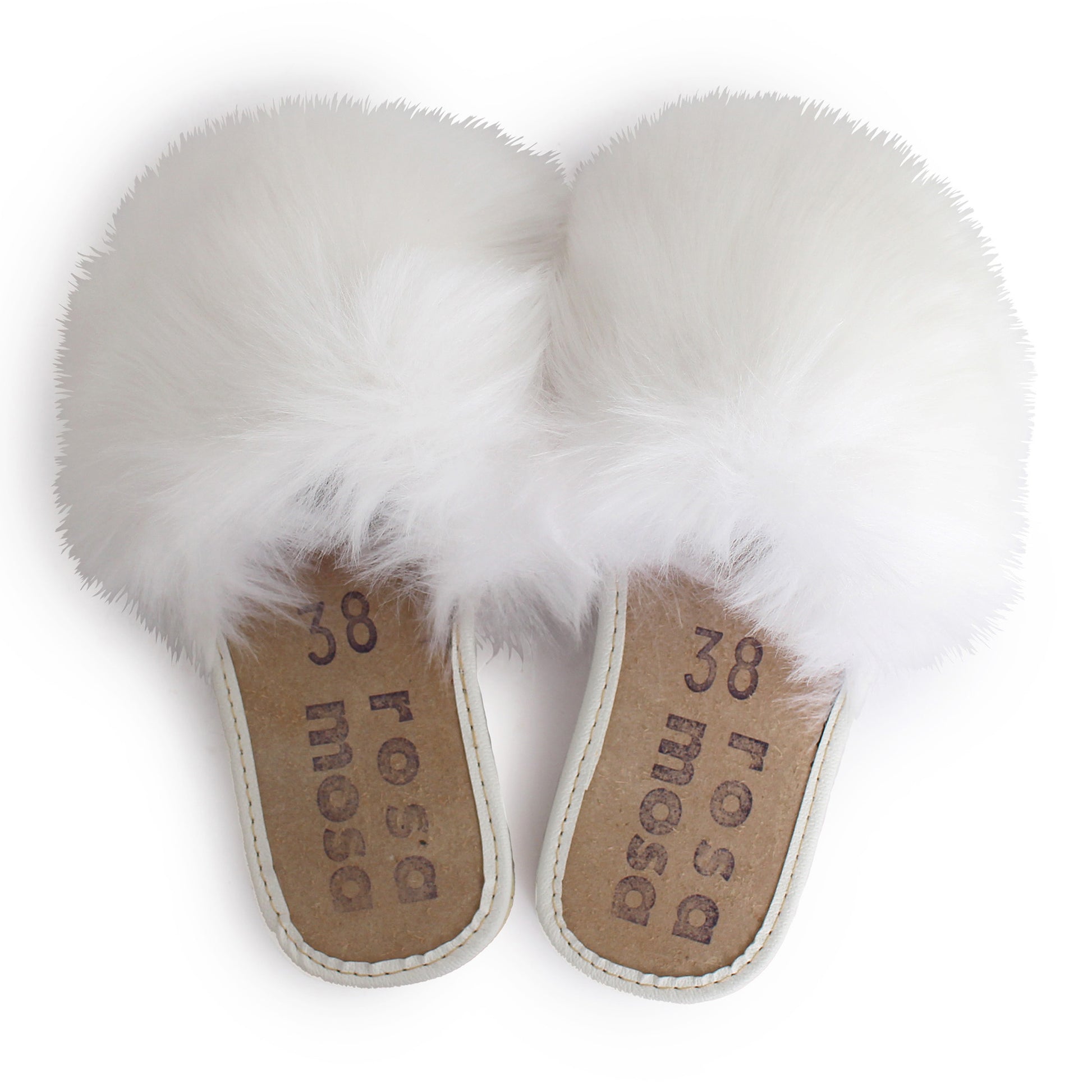 rosa mosa faux fur slippers white