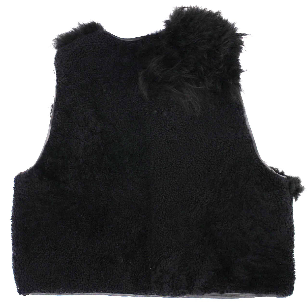 Gilet Vest PATCHWORK + Reversible Shearling Vest + Black long hair