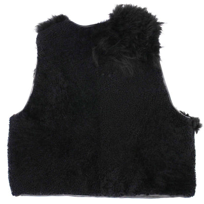 Gilet Vest PATCHWORK + Reversible Shearling Vest + Black long hair