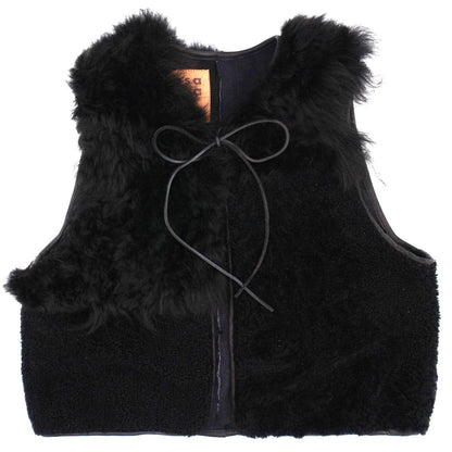 Gilet Vest PATCHWORK + Reversible Shearling Vest + Black long hair