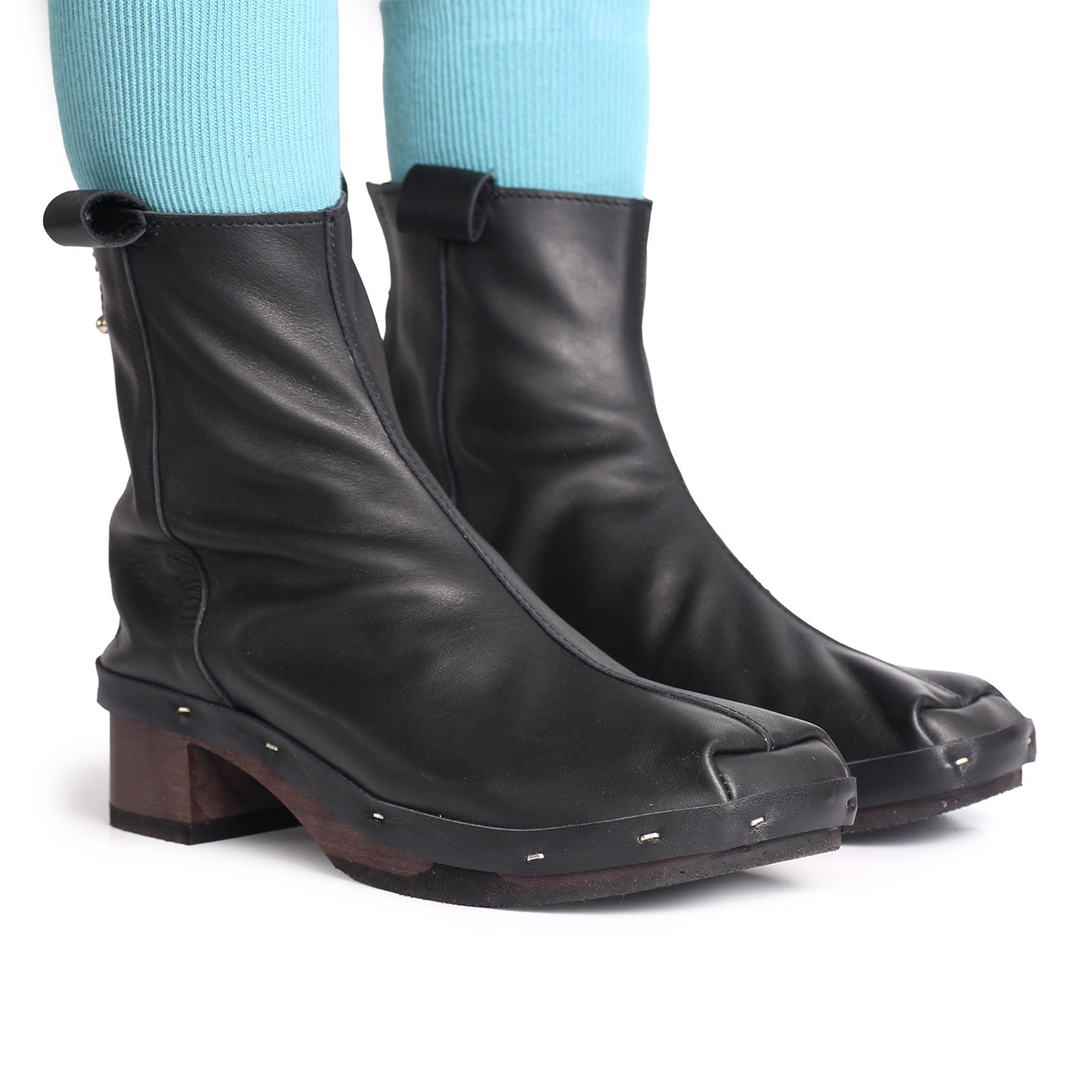 ROSIE + Leather Dark Clog Boots + All Black