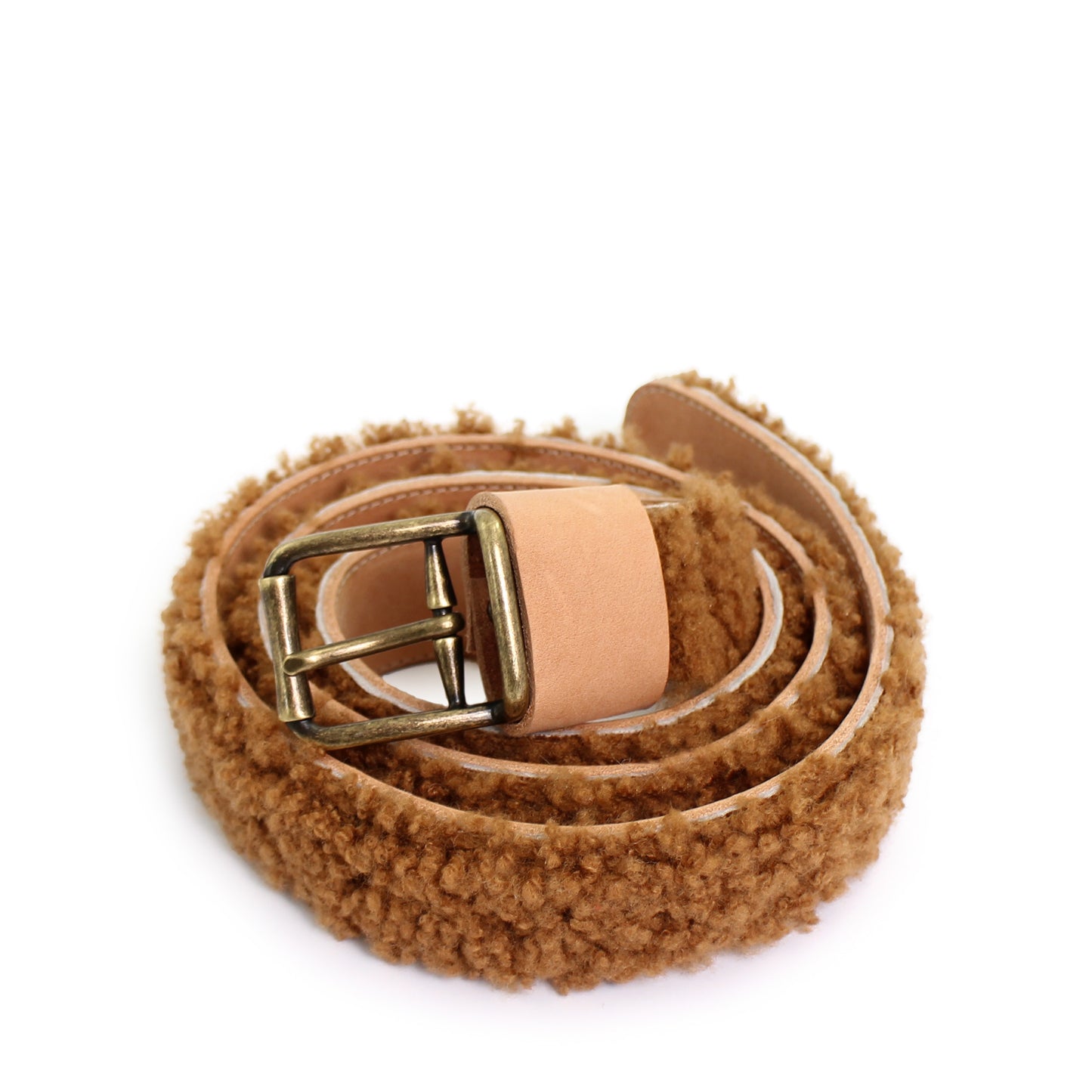 UNISEX SHEARLING BELT + Teddy Brown