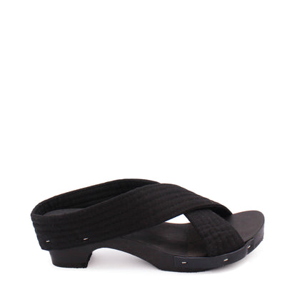 MAGO JUDO + Cotton Dark Clog Sandals + All Black