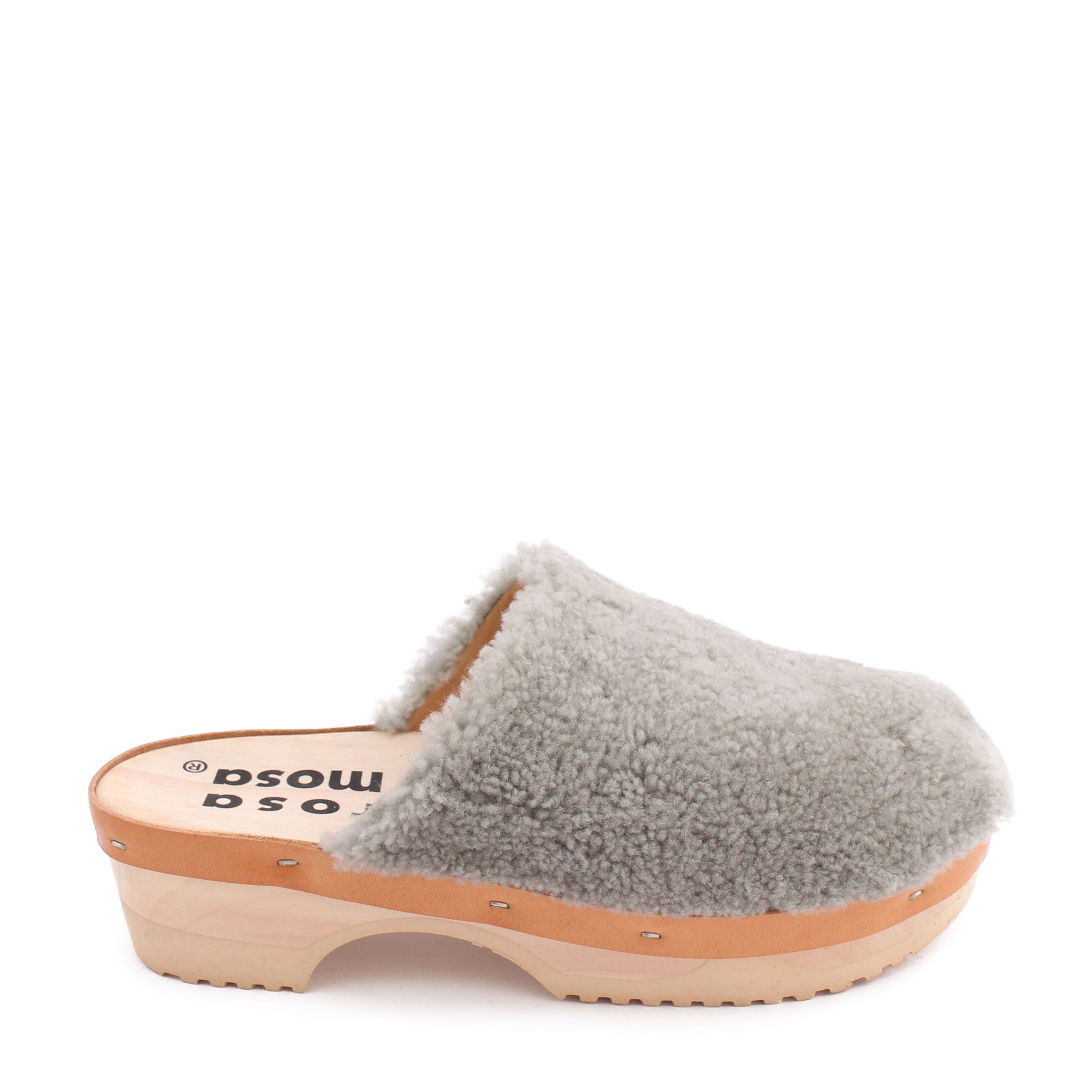 PANTO CURLY + Shearling Clog Shoes + Sage