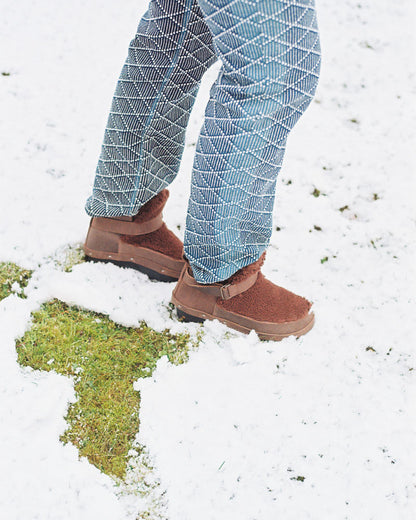 ZORA + Leather Shearling Clog Boots + Teddy